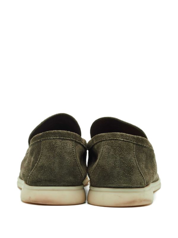 Loro Piana Pre-Owned Summer Walk Suede Loafers | Green | FARFETCH