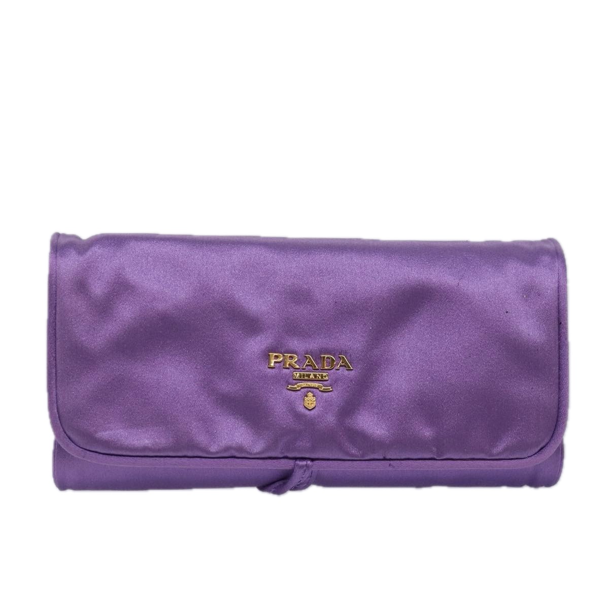 PRADA Jewelry Case Cosmetic Pouch Satin Purple Auth 74450 | eBay