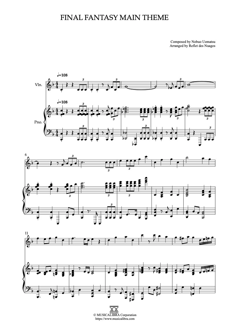 DUET 楽譜] ファイナルファンタジー(Final Fantasy) Main Theme