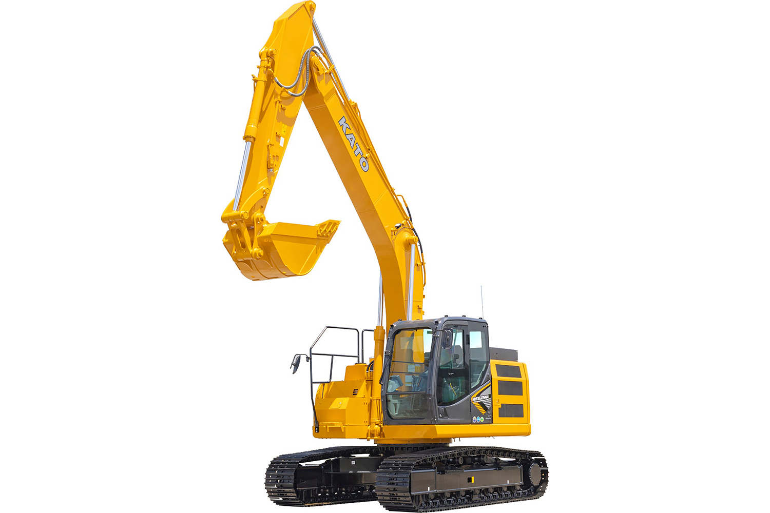 加藤製作所のラフテレーンクレーン「SL-500RfIII」と油圧ショベルの