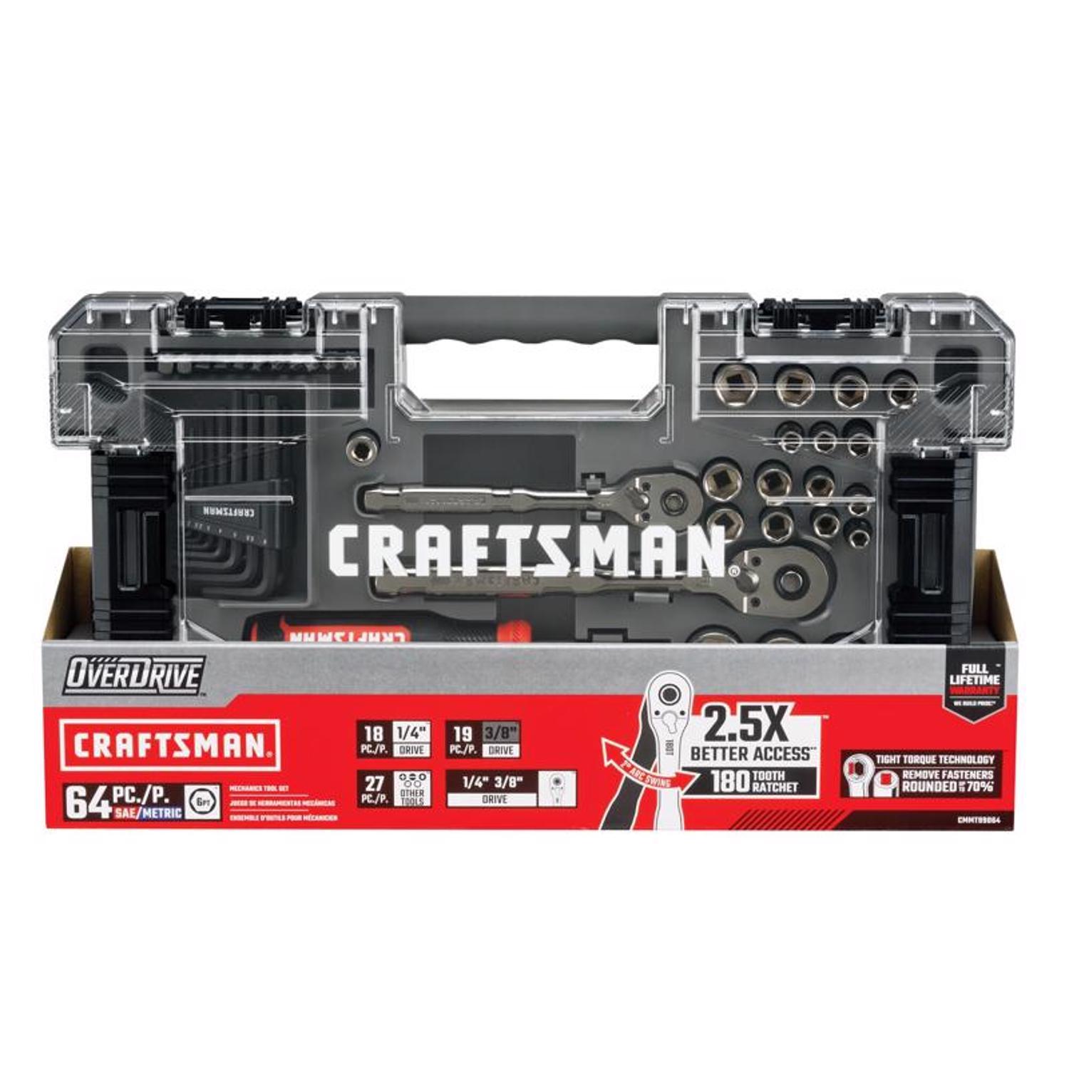 Craftsman OVERDRIVE 1/4 and 3/8 in. drive Metric/SAE 6 Point