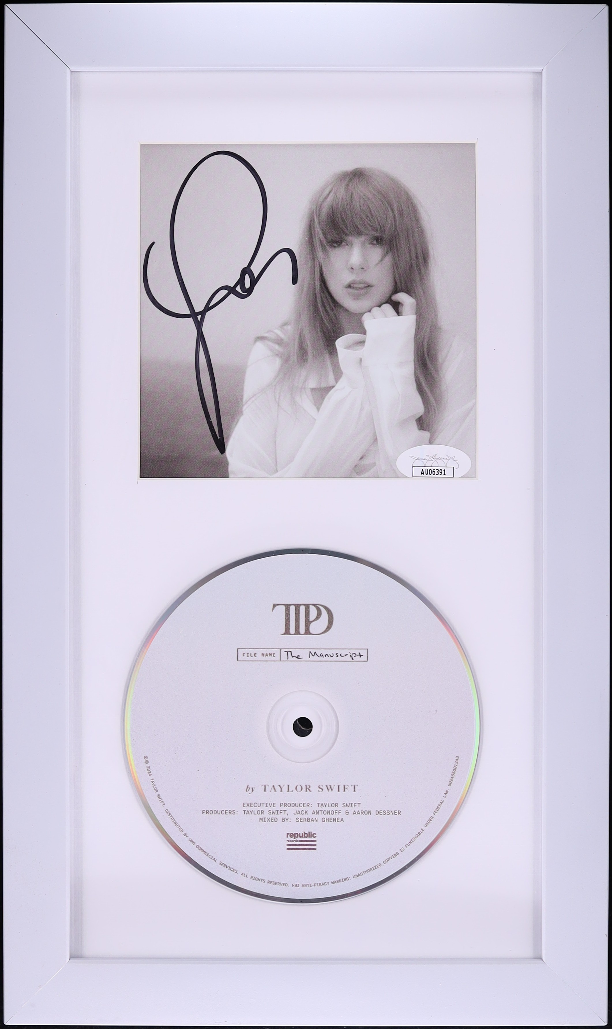 Taylor Swift Signed Autographed Framed CD Insert - JSA AUTH on