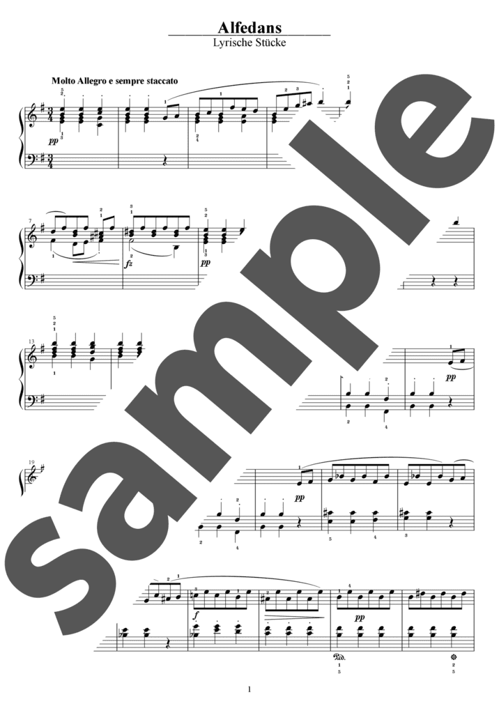 ピアノ楽譜】「抒情小曲集」よりワルツ / E.H.Grieg（ソロ / 初中級）