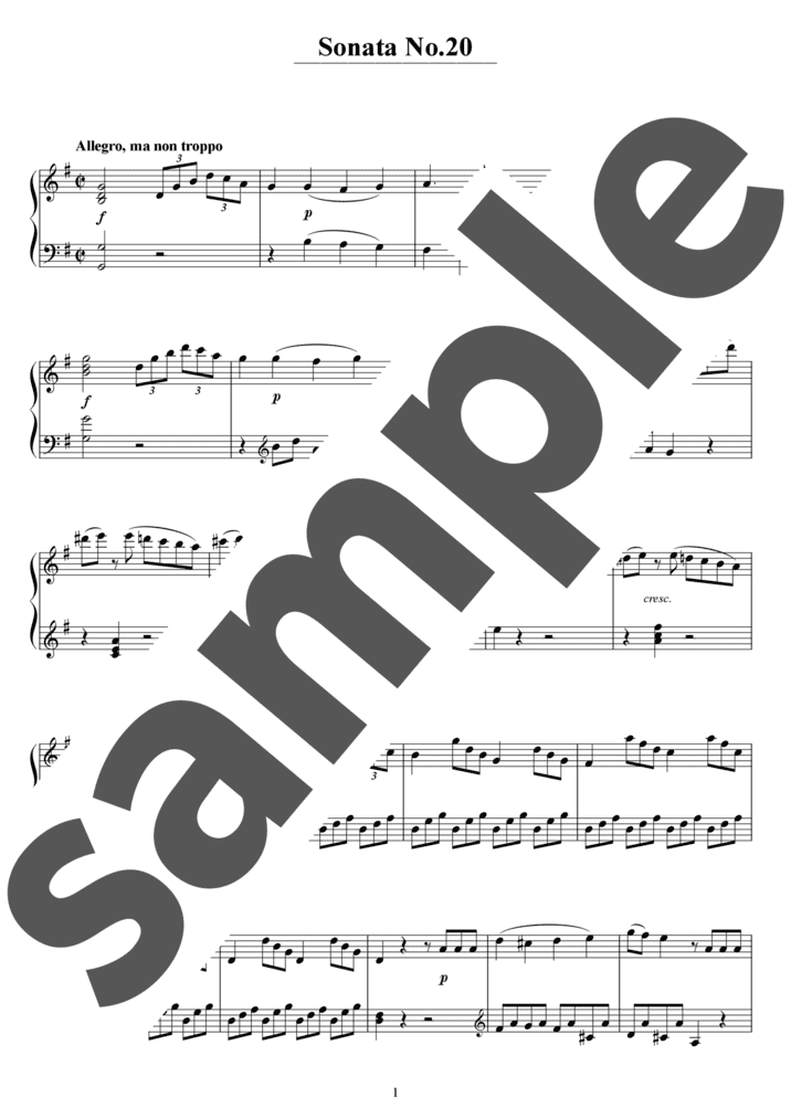 ピアノ楽譜】ピアノ・ソナタ 第20番 ト長調 / L.v.Beethoven（ソロ