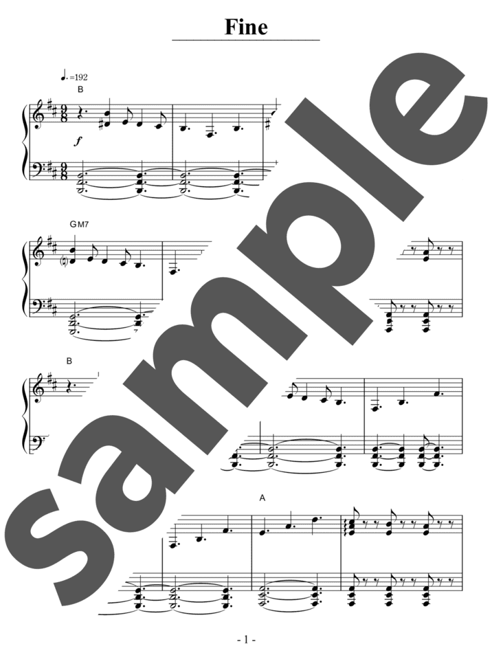 ピアノ楽譜】Fine / まらしぃ（ソロ / 中上級）