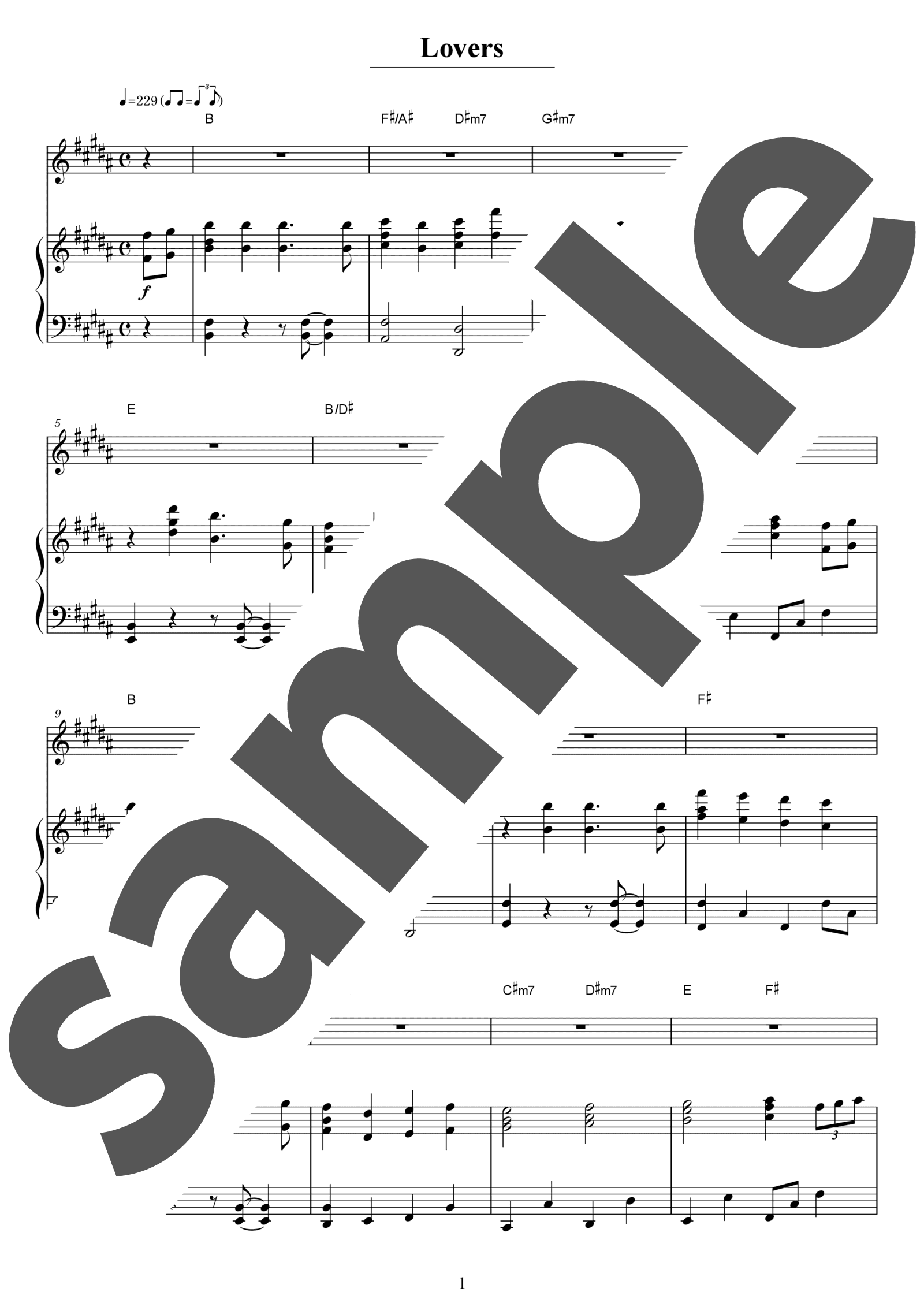 ピアノ楽譜】Lovers / sumika（弾き語り / 中上級）