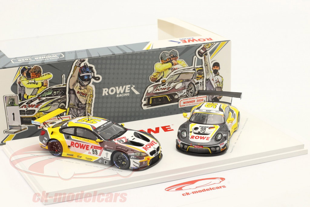 Spark 1:43 2 Car Set Rowe Porsche 911 GT3 R Winner 24h Spa & BMW