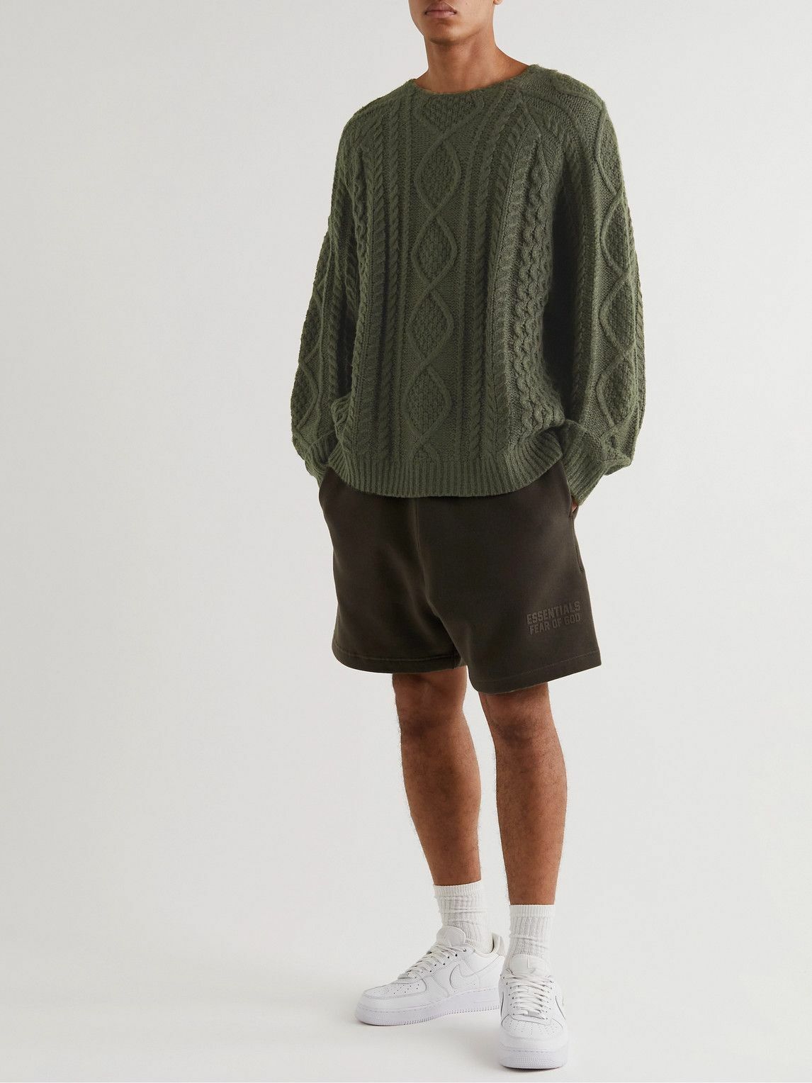 FEAR OF GOD ESSENTIALS - Oversized Logo-Appliquéd Cable-Knit