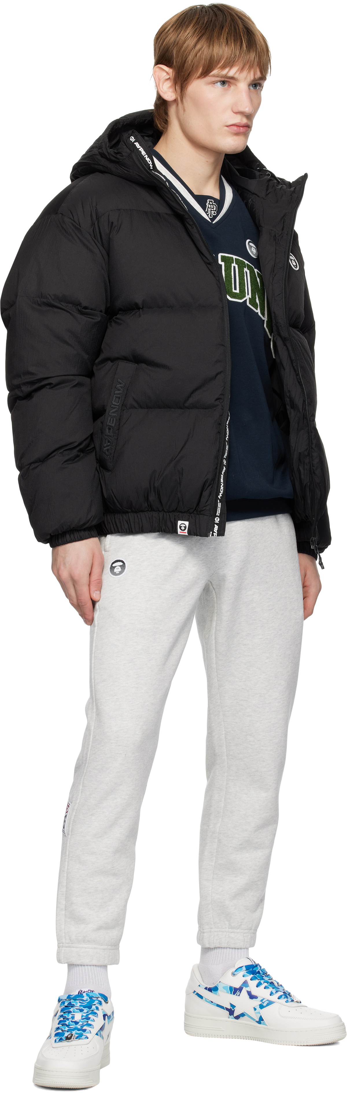 AAPE by A Bathing Ape Black 'AAPE NOW' Hoodie Down Jacket AAPE by