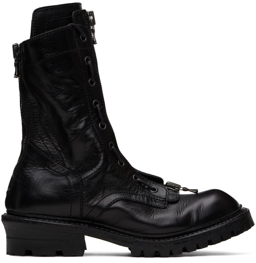 Julius Black Double-Sole Combat Boots Julius