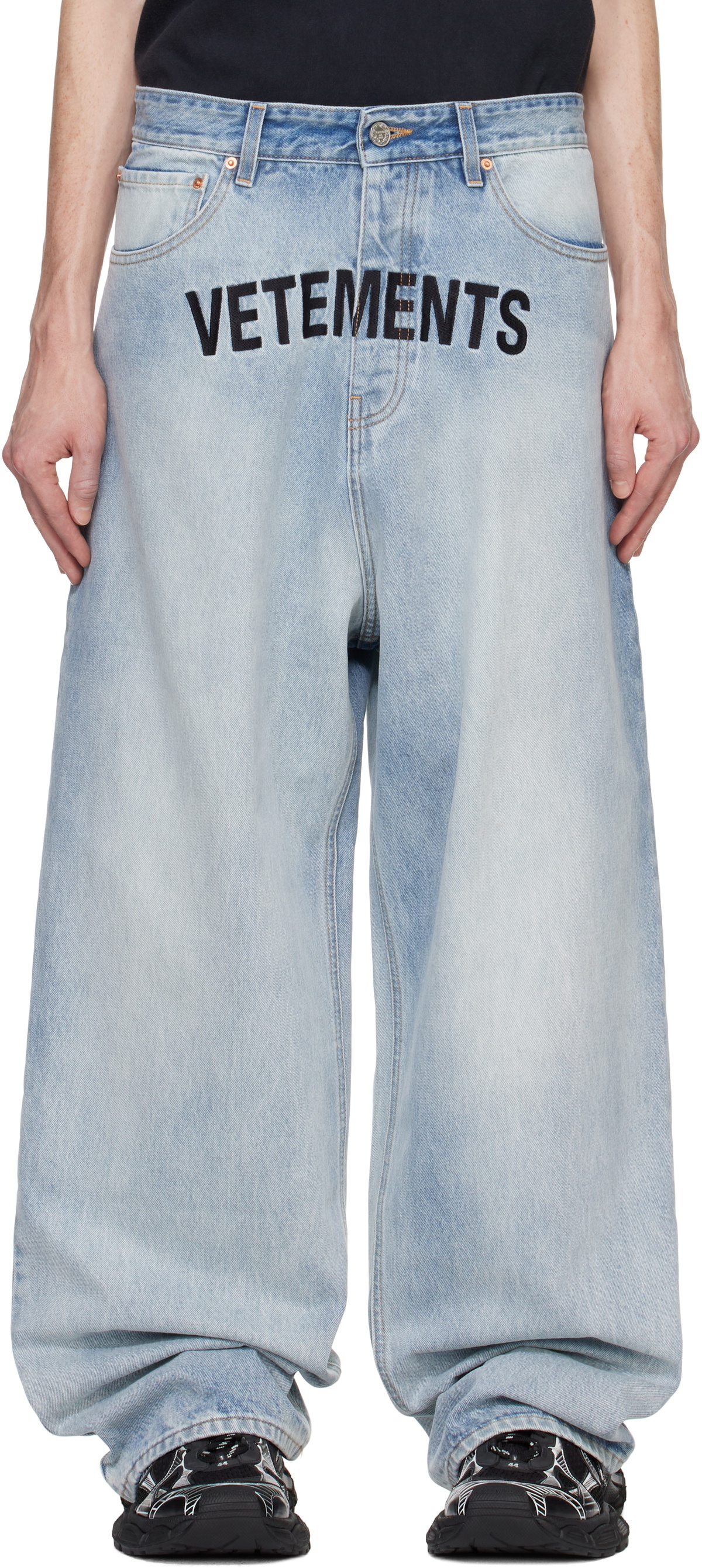 VETEMENTS - Destroyed Baggy Cotton Denim Jeans Vetements
