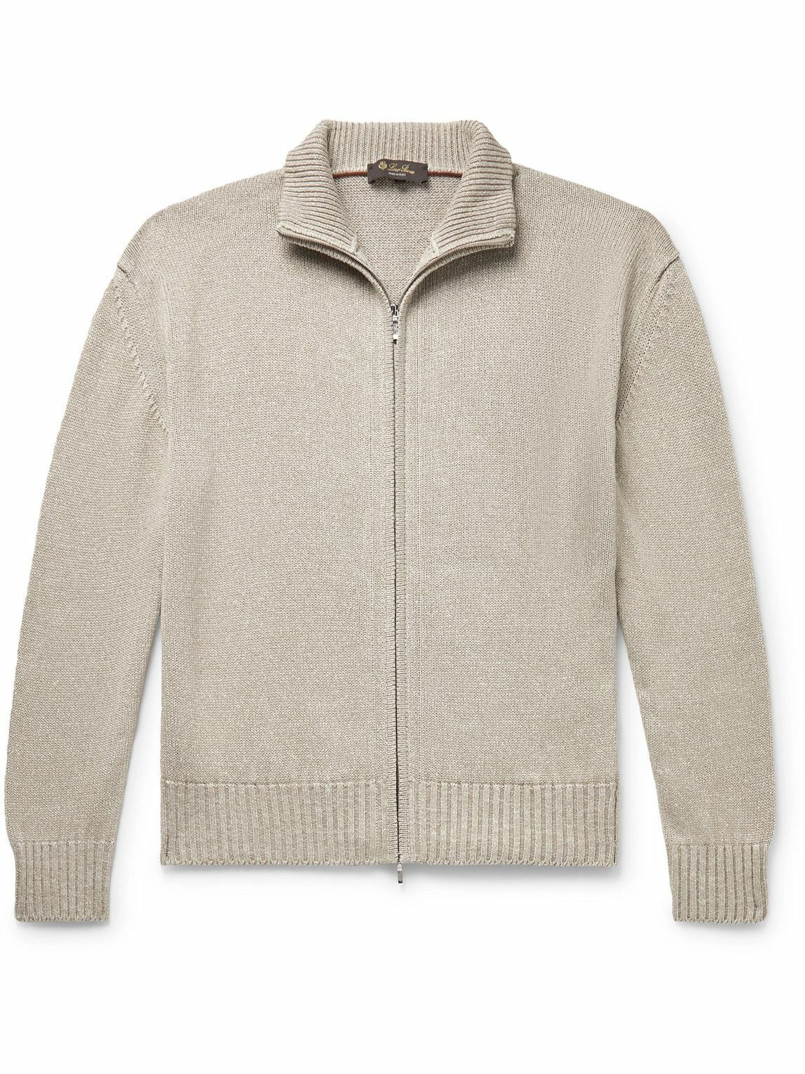 Loro Piana - Silk and Linen-Blend Zip-Up Cardigan - Gray Loro Piana