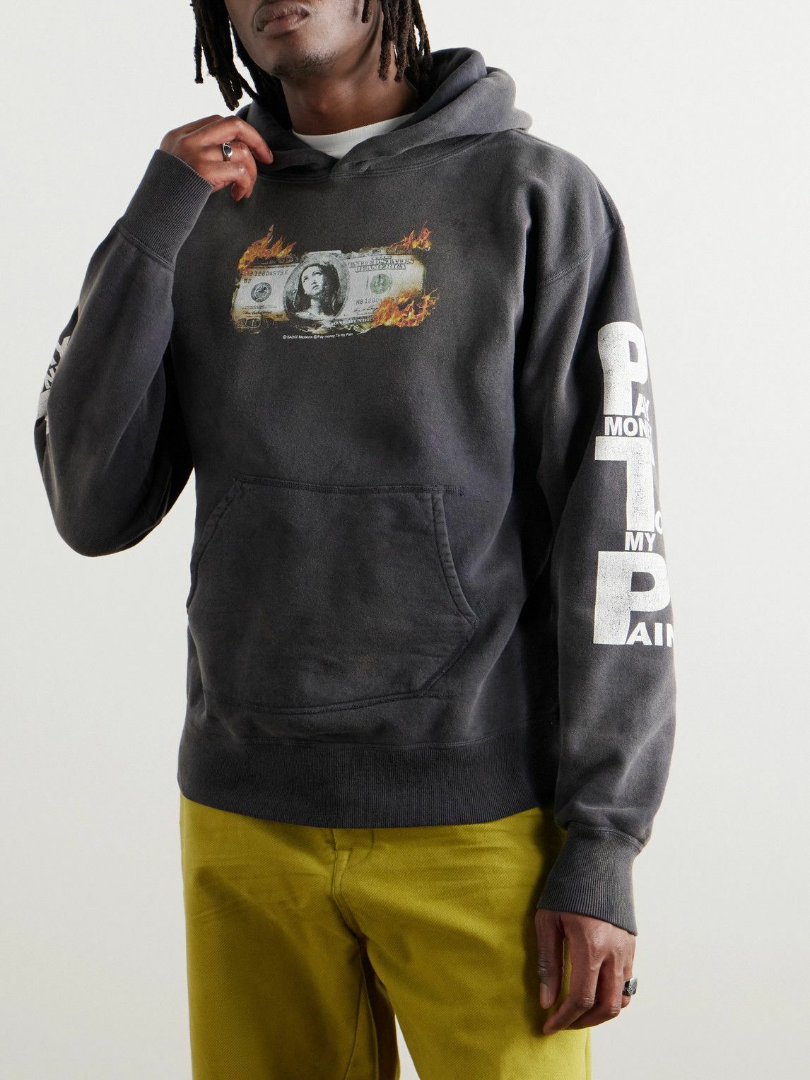 SAINT Mxxxxxx - Pay Money to My Pain Distressed Printed Cotton