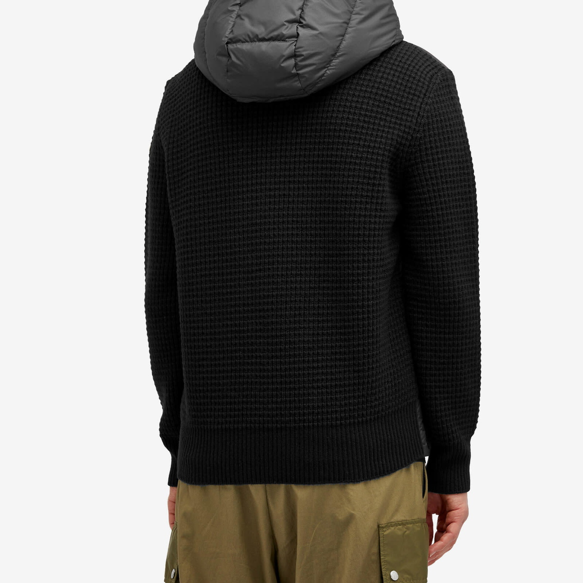 Moncler Men's Down Knit Waffle Jacket in Black Moncler