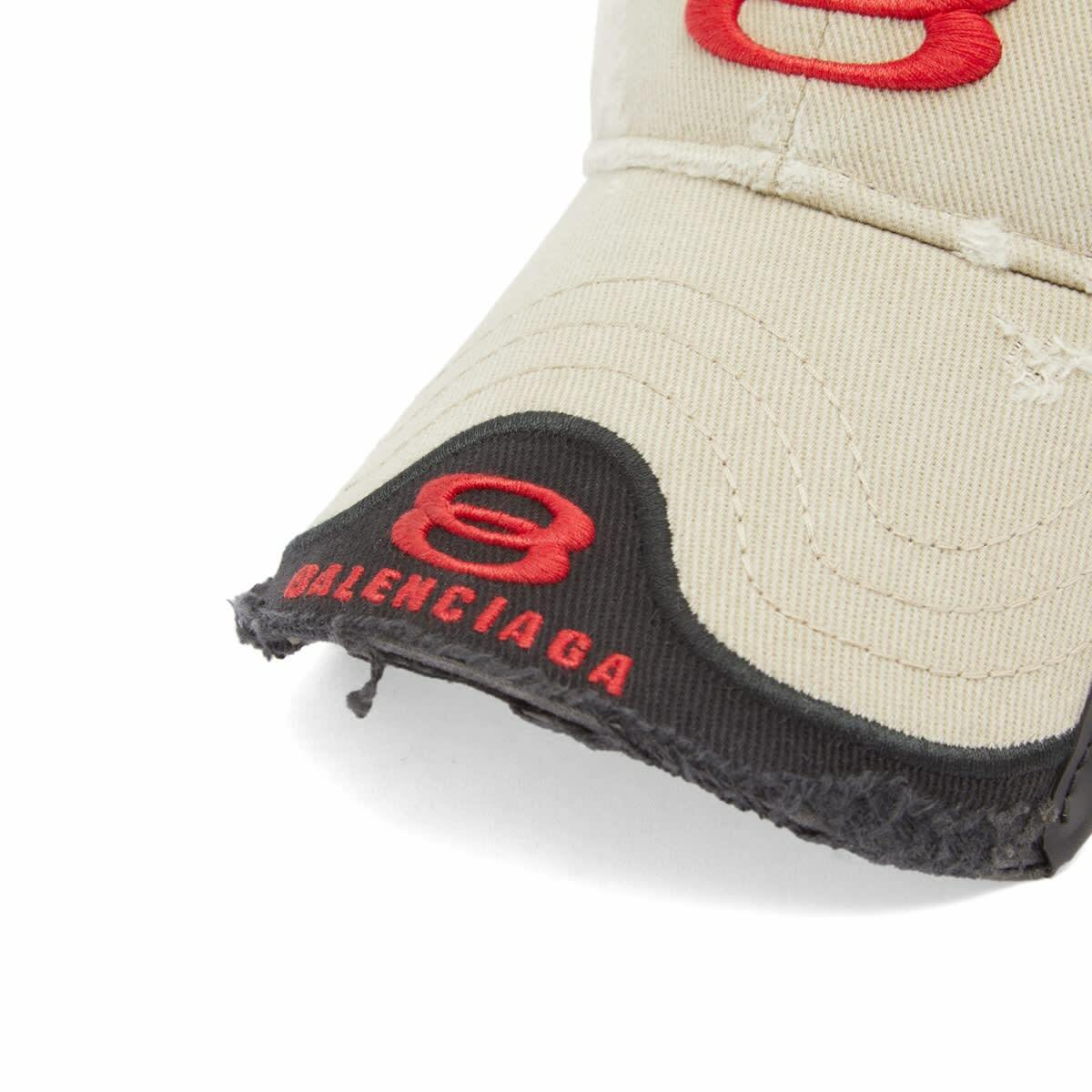 Balenciaga Men's Double Unity Cap in Beige/Red Balenciaga