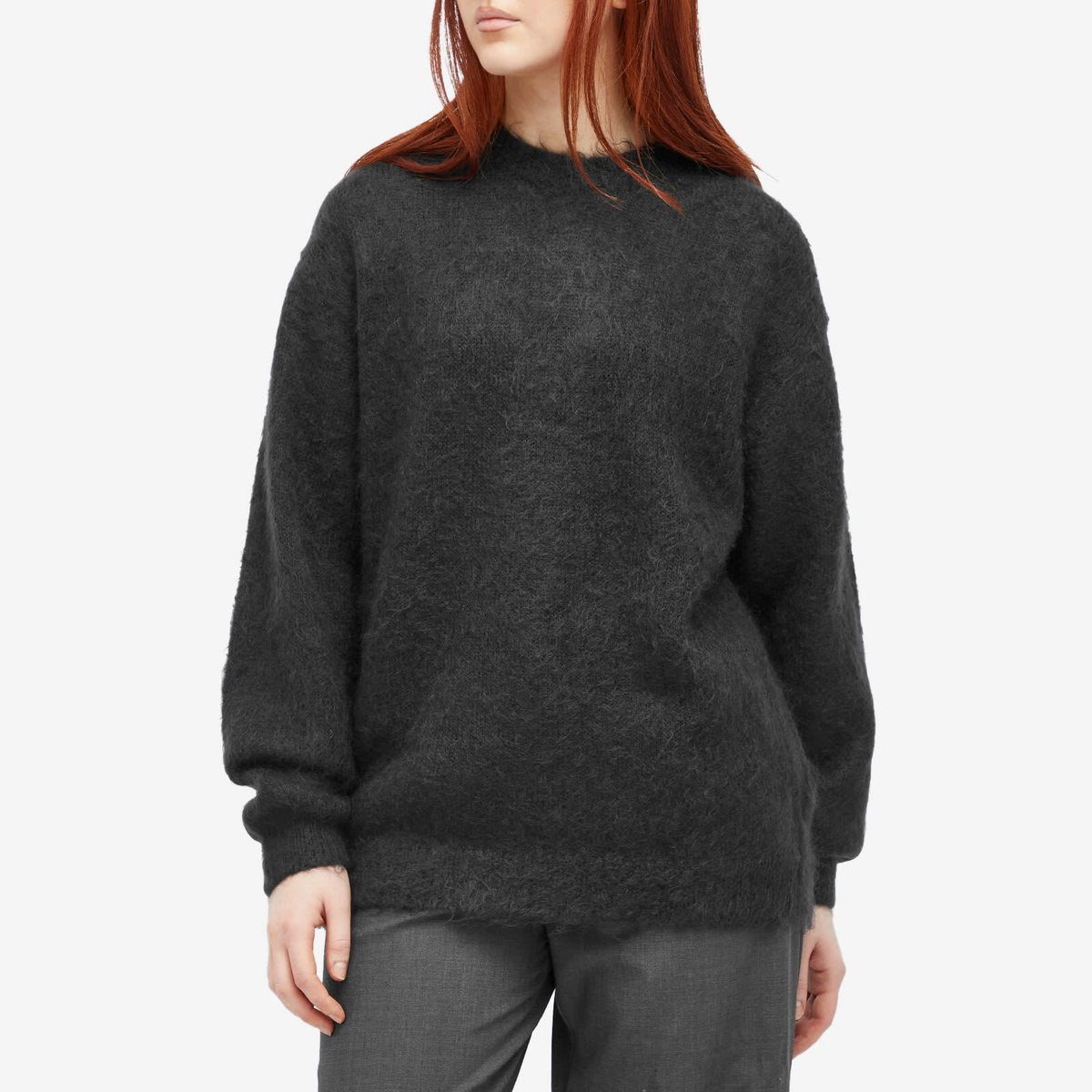 Auralee Women's Brushed Super Kid Mohair Knit in Ink Black Auralee