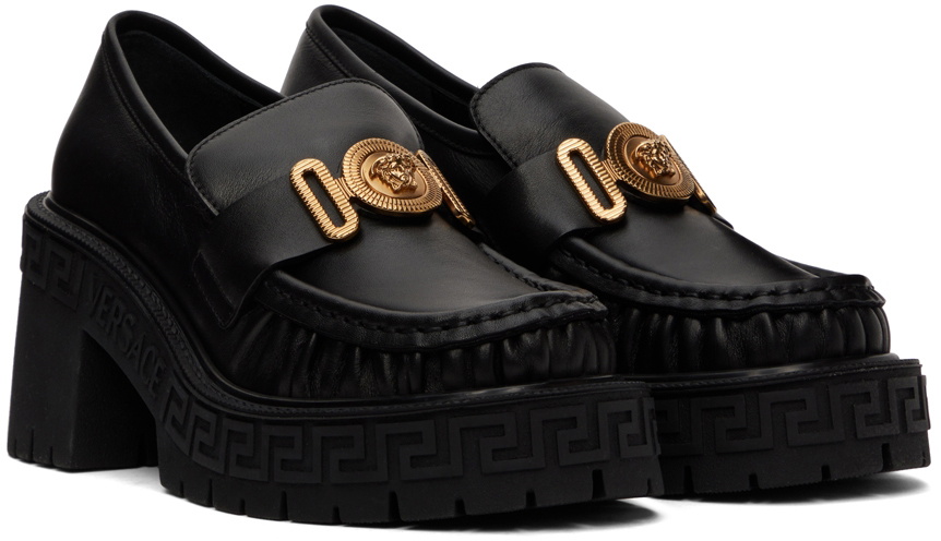 Versace Black Greca Loafers Versace