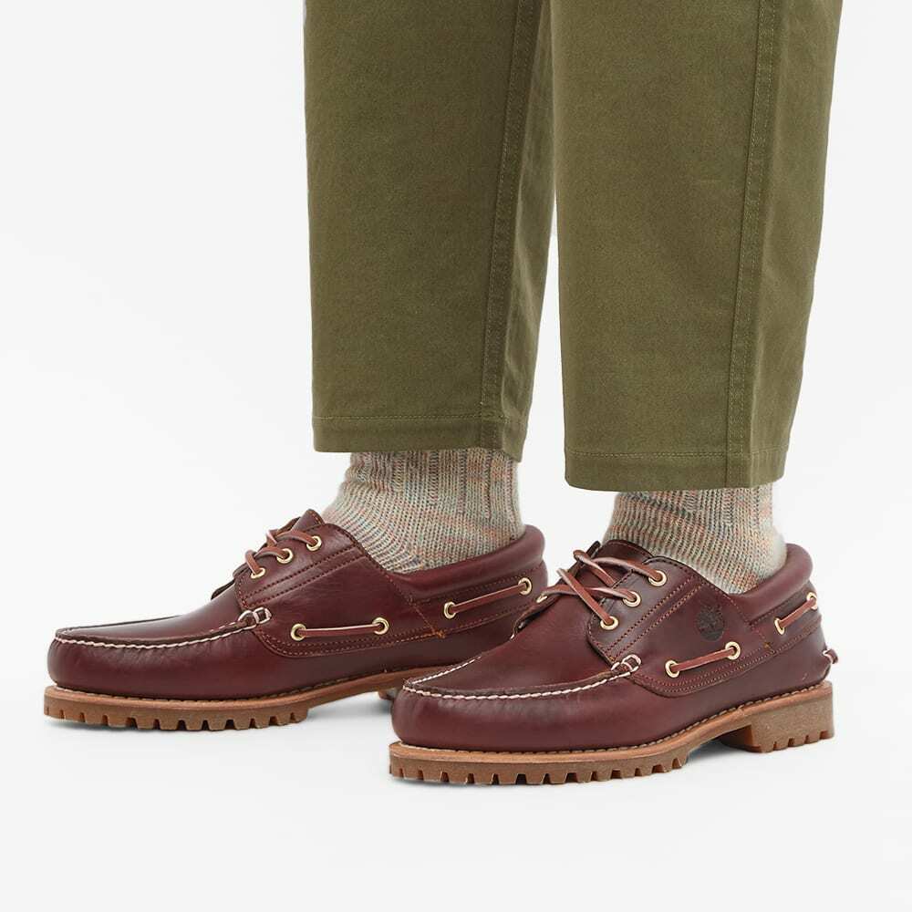 Timberland Men's Authentic 3 Eye Classic Lug Shoe in Burgundy Full