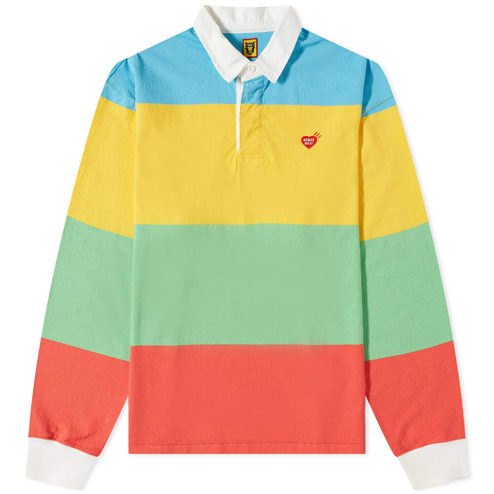 Human Made Multi Stripe Rugby Shirt in Yellow Human Made