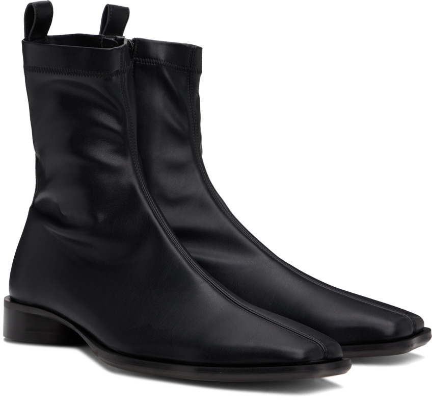 MM6 Maison Margiela Black Zip Leather Boots MM6 Maison Margiela