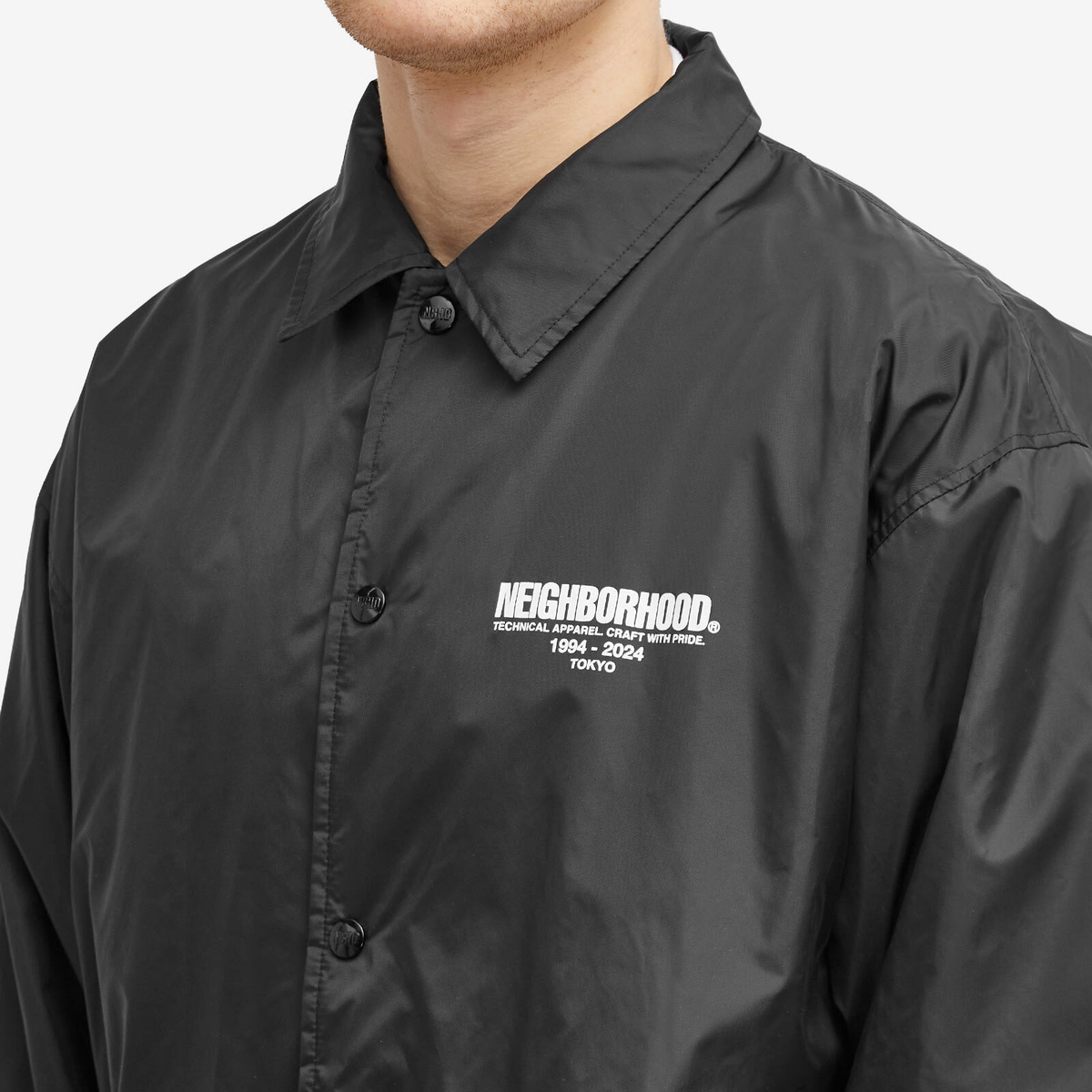 Neighborhood Men's Windbreaker Coach Jacket in Black Neighborhood