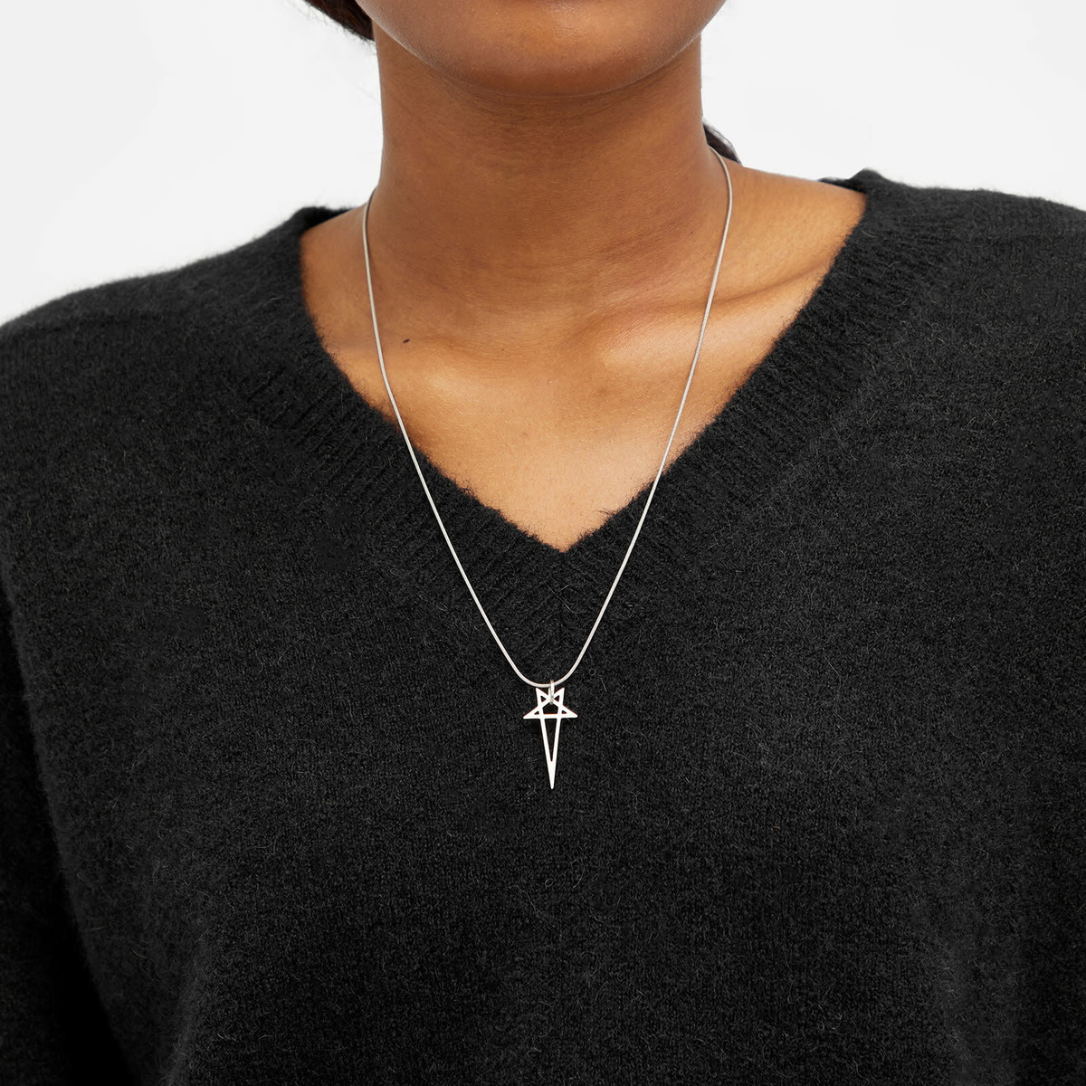 Rick Owens Women's Pentagram Charm Necklace in Palladio Rick Owens