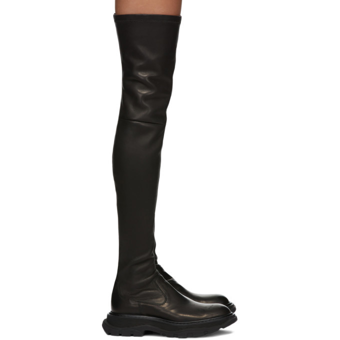Alexander McQueen Black Thigh-High Tread Boots Alexander McQueen