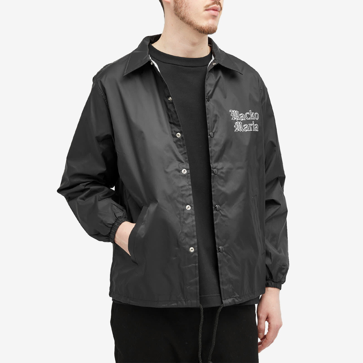 Wacko Maria Men's Gothic Logo Coach Jacket in Black Wacko Maria