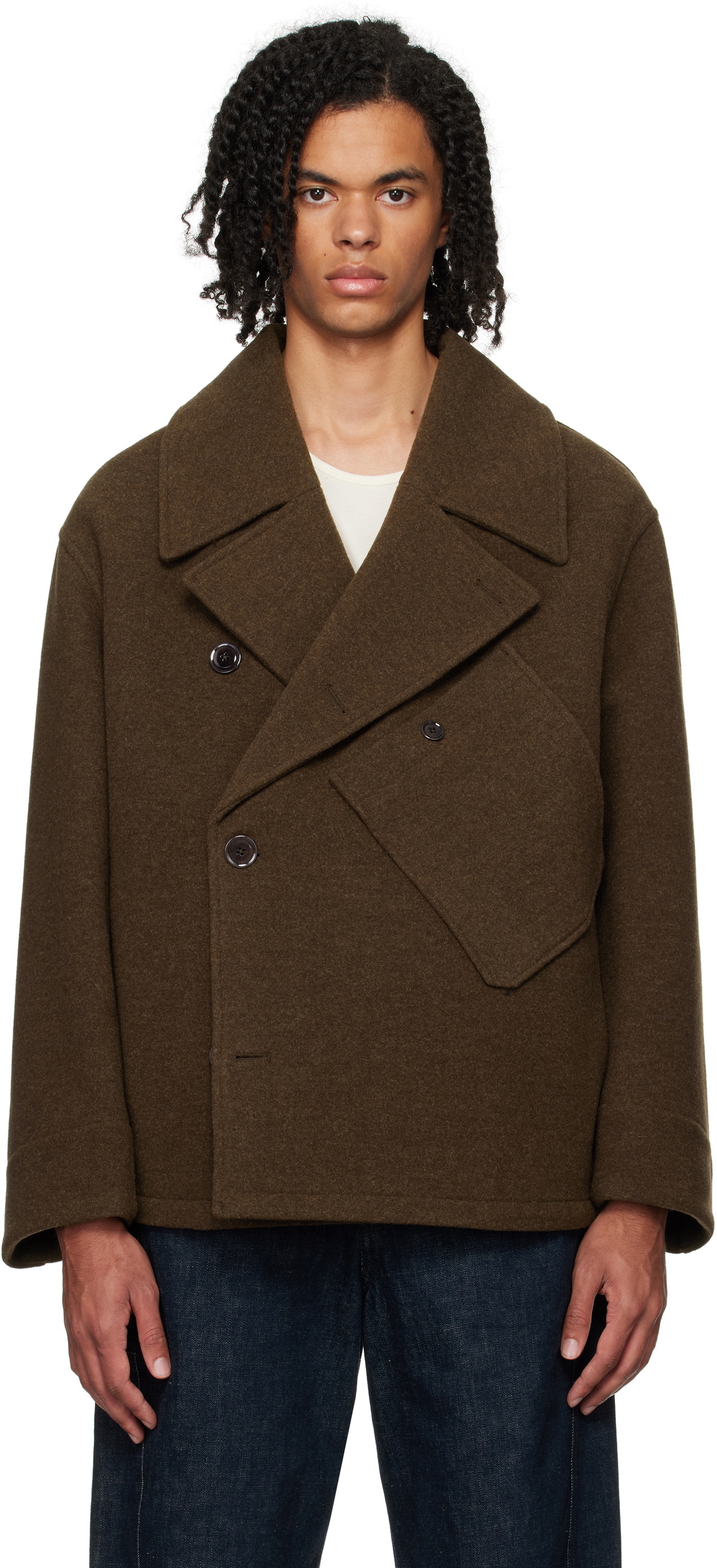 LEMAIRE Brown Dispatch Peacoat Lemaire