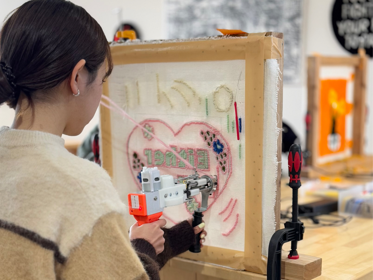 30cm2時間コース】タフティング☆オリジナルラグ作り体験♪【午前