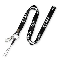 ネックストラップ 「STAFF」文字入り 15mm幅 金属フック・脱着マツバ