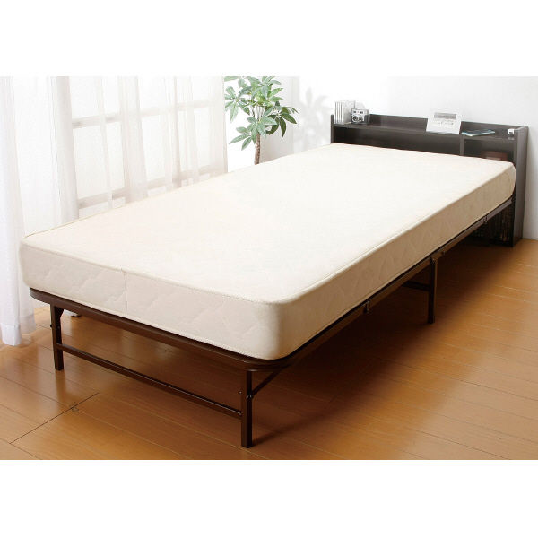 収納式折りたたみパイプベッド ホワイト 幅950mm 奥行1950mm 高さ275mm