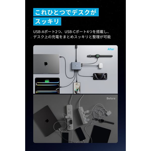 Anker Prime Charger (250W、6 Ports、GaN) A2345541 1個 - アスクル