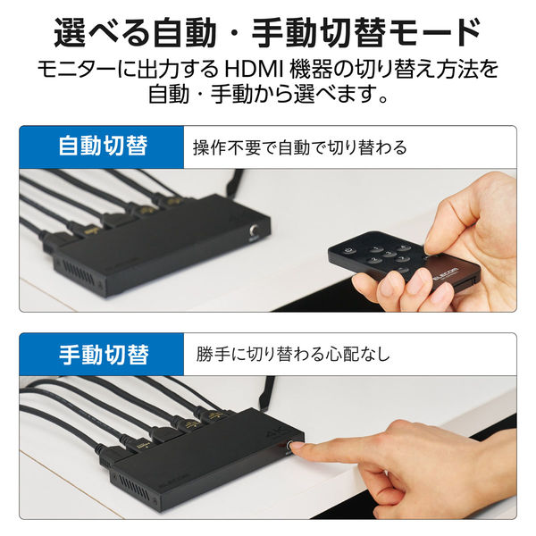 HDMI 切替器 4入力1出力 セレクター 手動 / 自動 切り替え器 ブラック