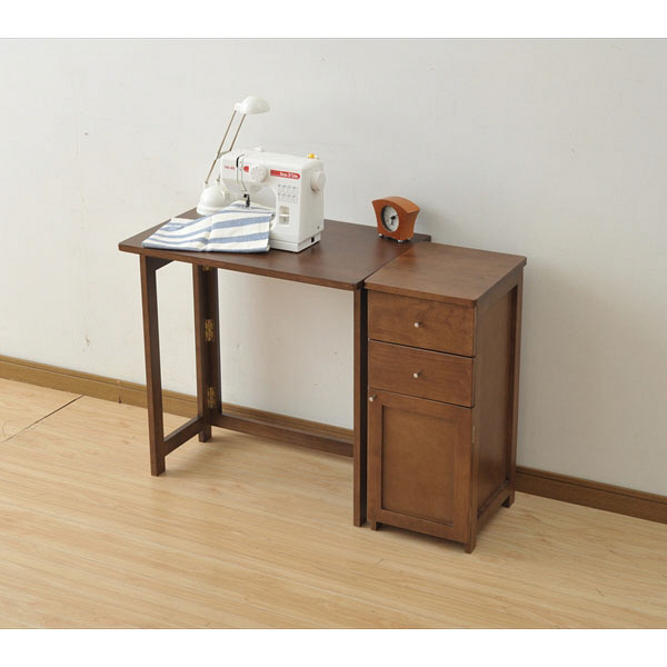 YAMAZEN 天然木折りたたみデスク 平机 引出し無し フレッシュブラウン