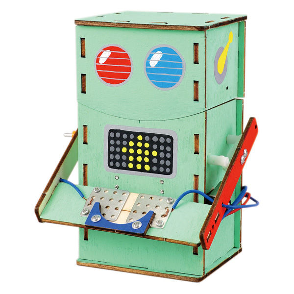 アーテック コインを食べる!?木製貯金箱ロボット工作キット 55440 1