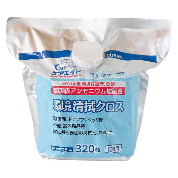 スズラン ケアエイド 環境清拭クロス 詰替 13300355 1袋（320枚入