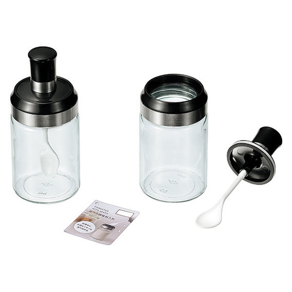 エコー金属 ガラス調味料入れ スプーン付 0499-366 1箱(10入)（直送品