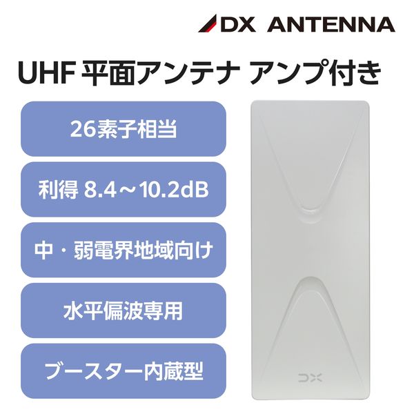 DXアンテナ アンテナ 地上デジタルアンテナ (ブースター内蔵) UHF 壁面