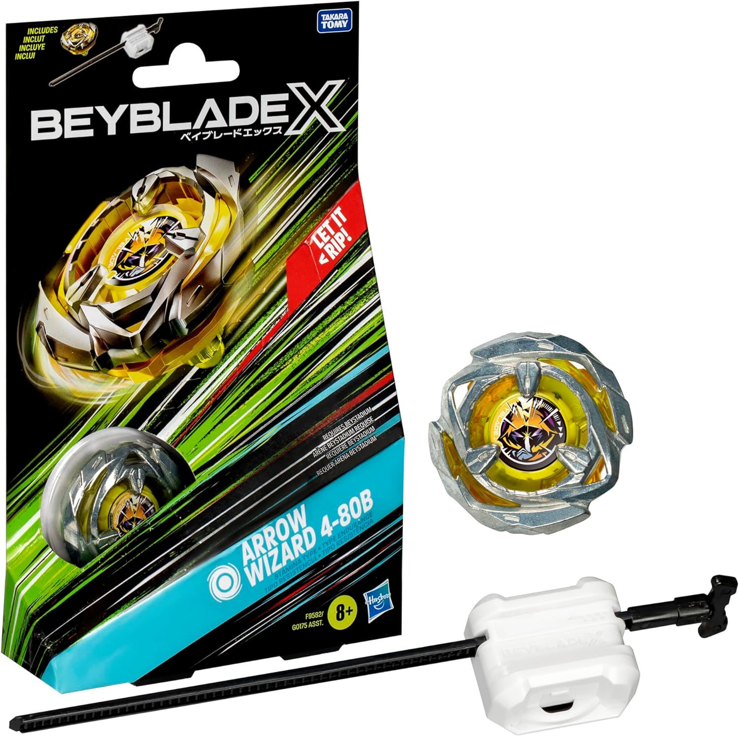 Beyblade X Arrow Wizard 4-80B pião e lançador Hasbro F9582 - Star