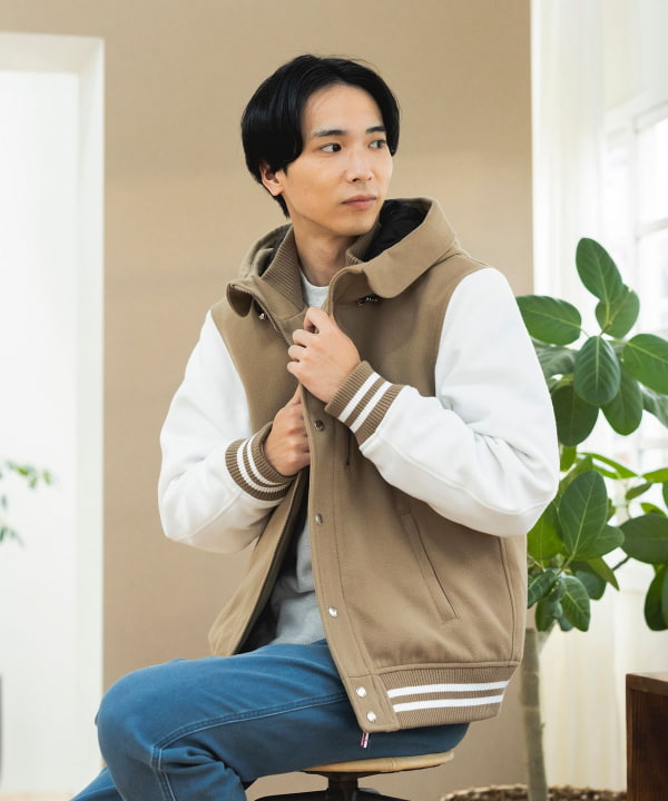 BEAMS HEART（ビームス ハート）メルトン フード スタジャン（ブルゾン