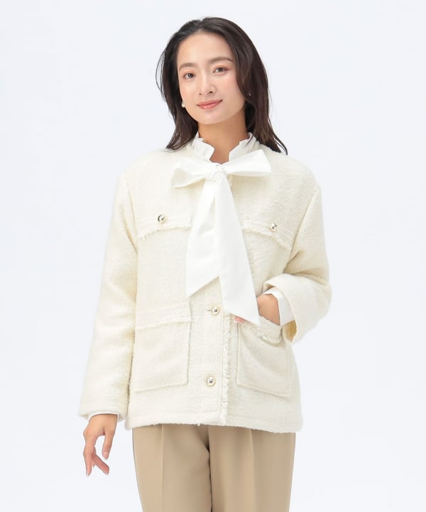 BEAMS HEART（ビームス ハート）フリンジ ツイード ジャケット