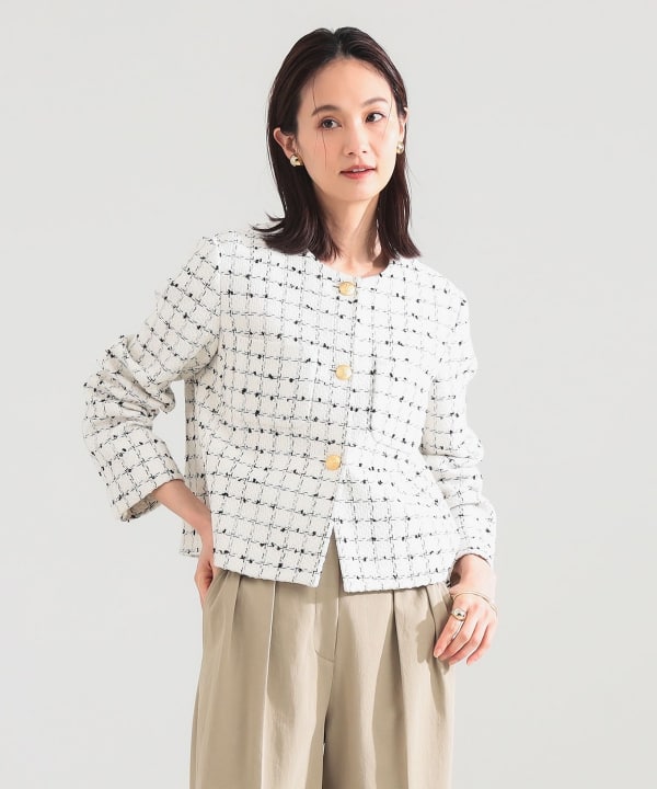 Demi-Luxe BEAMS（デミルクス ビームス）ツイード ノーカラー