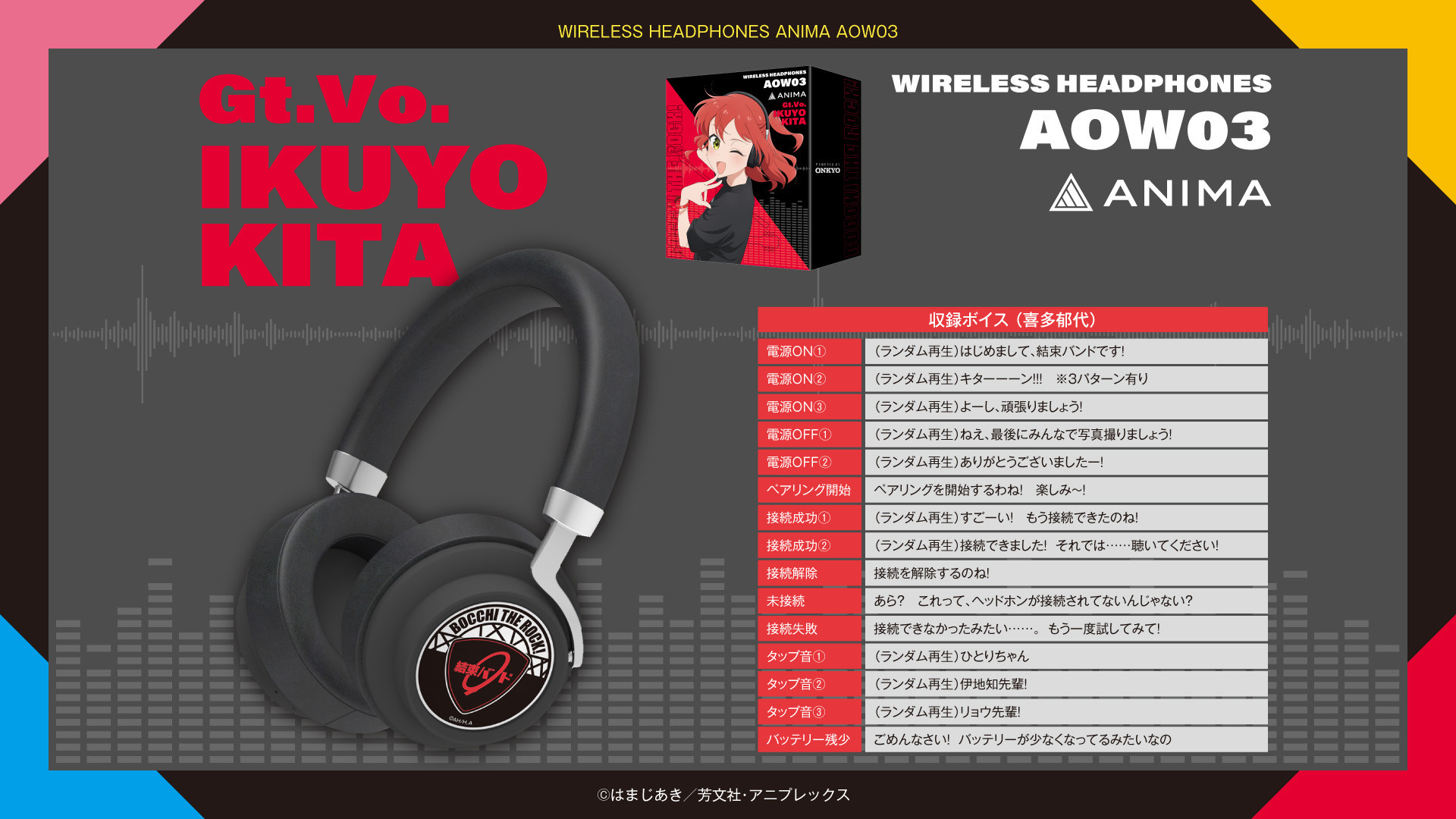 新機種ワイヤレスヘッドホン『ANIMA AOW03』×アニメ「ぼっち・ざ・ろっ