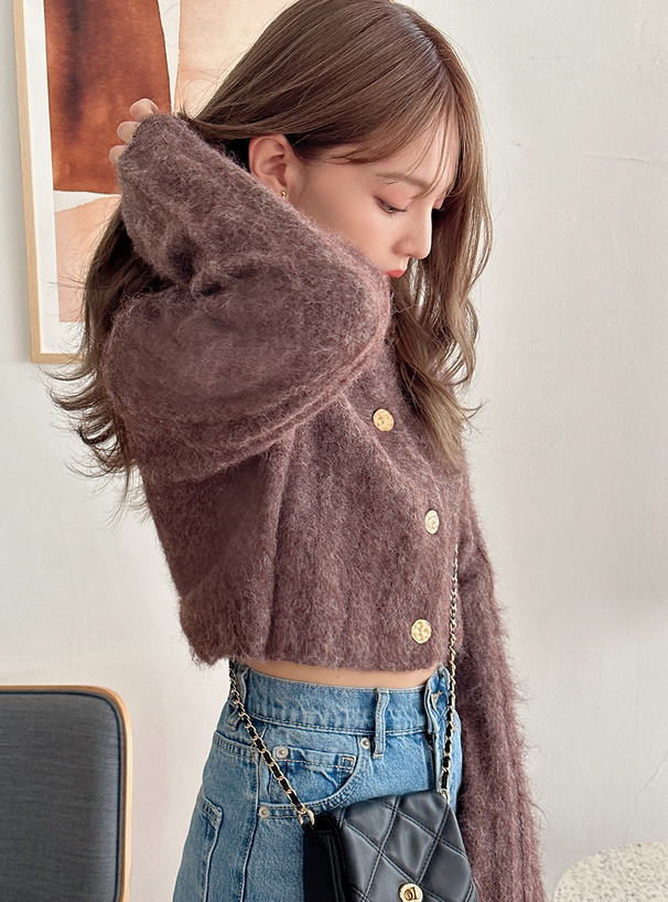 ショート丈モヘヤニットカーディガン[an1403] | レディース