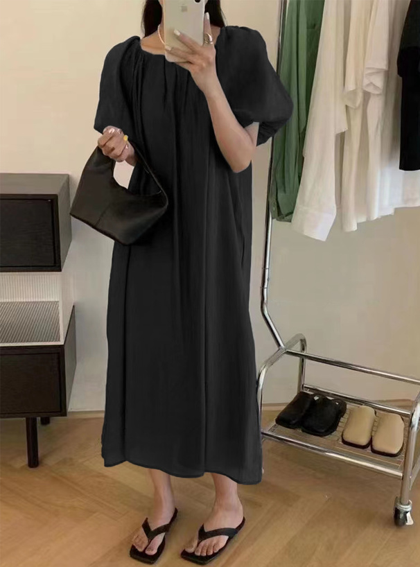 リボンベルト付きバルーンスリーブフレアワンピース[at2024