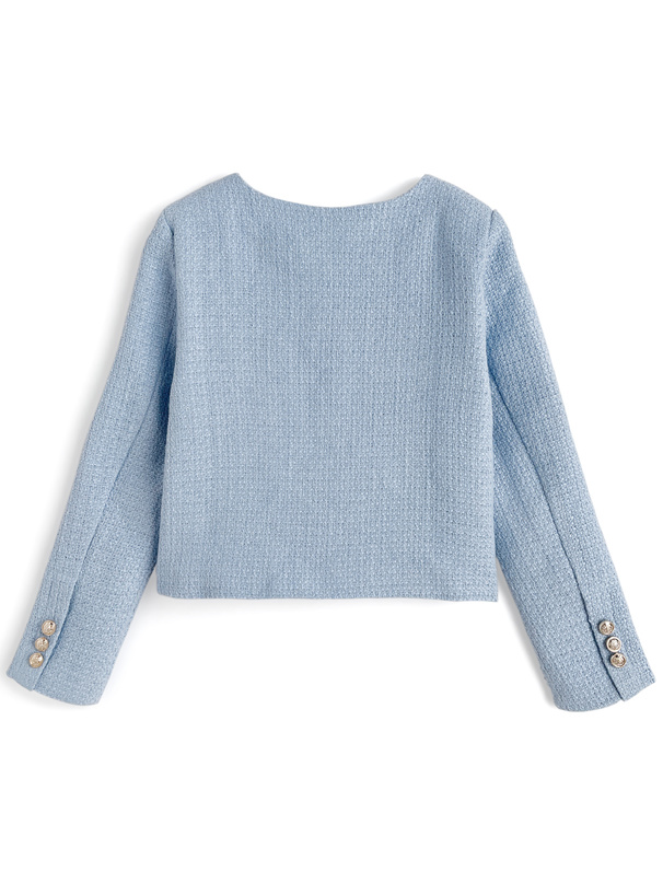 ゴールドボタンノーカラーツイードジャケット[at2571] | レディース