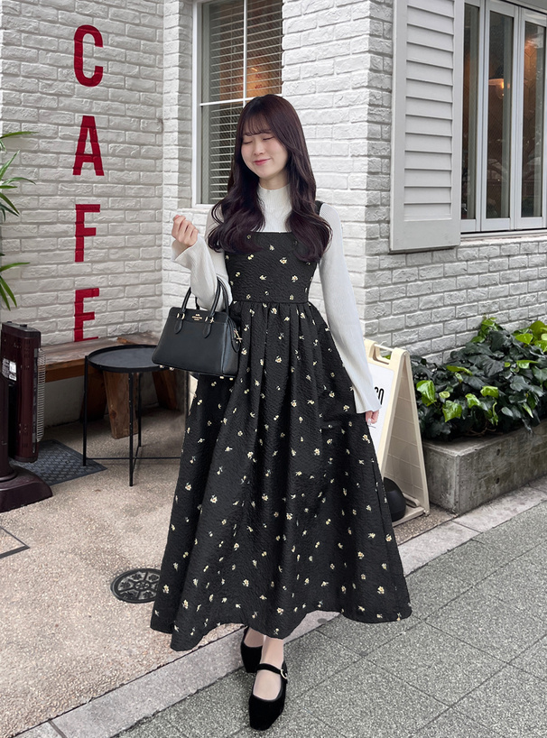 花柄ジャガードフレアワンピース[gn389] | レディースファッション通販