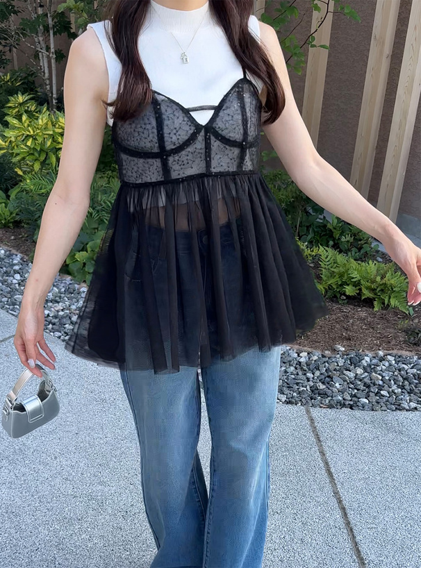 スパンコールシアーキャミビスチェ[gc248] | レディースファッション