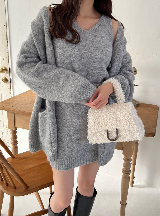 ユミリン 未使用☆エムズグレイシー☆ジップニットカーディガン ウール